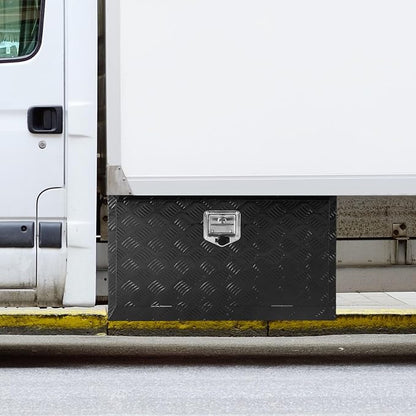 VEVOR Underbody Truck Box, 30"×14"×16" Pickup Storage Box, Heavy Duty Aluminum Diamond Plate Tool Box with Lock and Keys, Waterproof Trailer Storage Box with T-Handle Latch for Truck, Van, Trailer