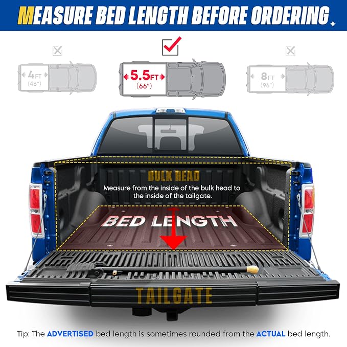 Soft Roll up 5.5ft Truck Bed Tonneau Cover for Ford F-150 2004-2014 (Excl. Raptor Series), Lincoln Mark LT 2006-2008, Fleetside 5.5 ft 66 in Bed, Not Fit Roll Bar and Flareside/Stepside