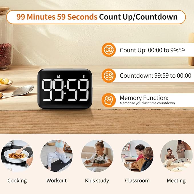 VOCOO Magnetic Kitchen Timer for Cooking
