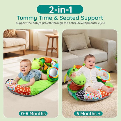 Lilian&Gema 2-in-1 Baby Tummy Time Mat & Support Pillow for Newborns and Babies, Adorable Alligator Design with Detachable Tummy Time Pillow, Soft Tummy Time Mat for Neck & Muscle Development