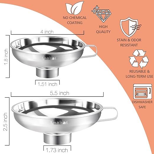 Anaeat Stainless Steel Canning Funnel