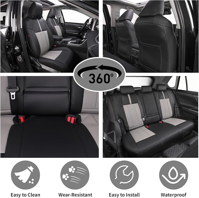 EKR Corolla Seat Covers Custom Fit for Toyota Corolla 2020 2021 2022 2023 2024 2025 2026 SE &2023-2025 XSE &2025 FX,Leather Car Seat Covers Full Set-Faux Leather(Black+Light Gray)
