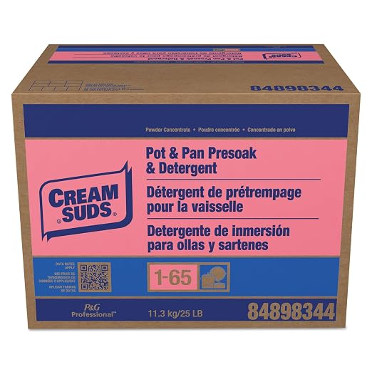 Cream Suds MANUAL POT AND PAN PRESOAK AND DETERGENT WITHOUT PHOSPHATE, BABY POWDER SCENT, POWDER, 25 LB BOX