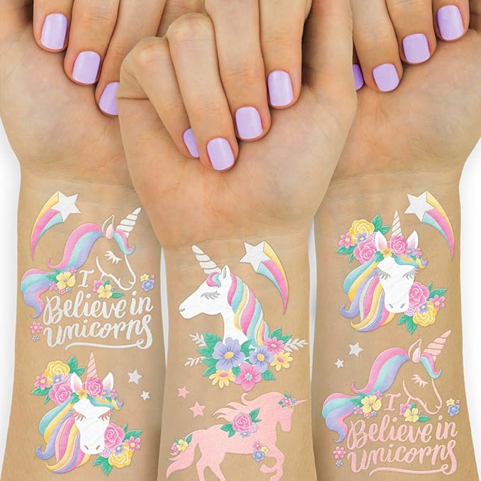 xo, Fetti Unicorn Party Favors - Temporary Tattoos for Kids - 26 styles | Birthday Party Supplies, Unicorn Favors Decorations, Toys + Halloween Costume