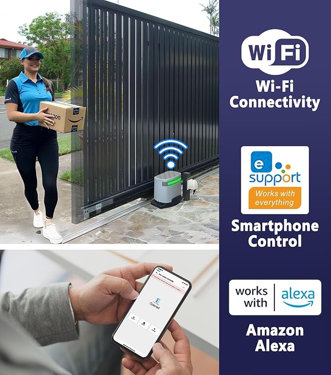 Blütezeit 1400lb Sliding Gate Opener, Solar Power | WiFi Control | Built-in