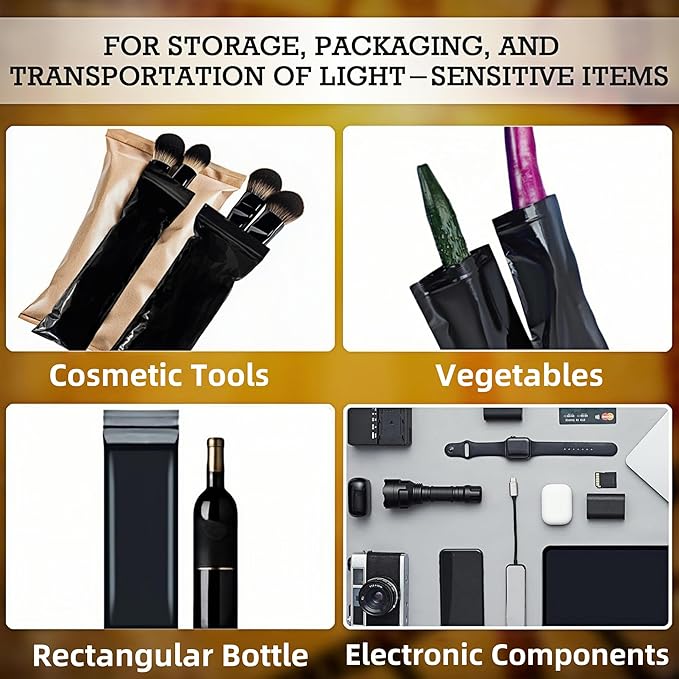 PABCK 100 Pieces Black Reclosable Zip Bags 5.1mil Thickness Poly Plastic Packaging Resealable Zipper Lock Closure Bag for Storage (2.8x9.8 inch)