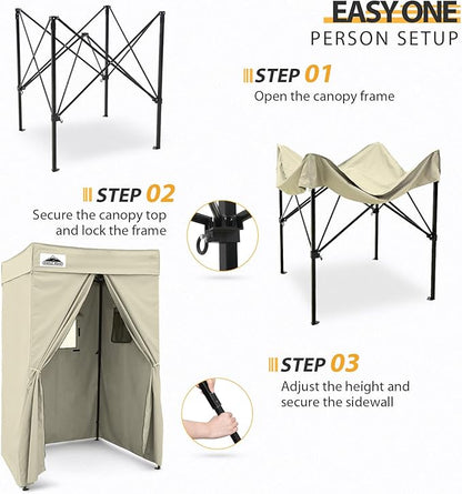 EAGLE PEAK Flex Compact 4x4 Pop-up Canopy Changing Room, Portable Privacy Dressing Room for Indoor Fashion Photoshoots, Camping, or Pool, Cream