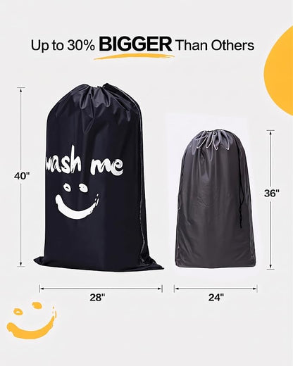 HOMEST XL Laundry Bag 28" x 40", Extra Large Dirty Clothes Organizer Holds 3-4 Loads, Machine Washable Drawstring Laundry Bag for Dorm, Camp, Laundromat, Family, Travel, Black