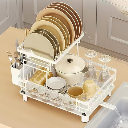 Small 2 Tier Dish Drying Rack, Space Saving Dish Racks