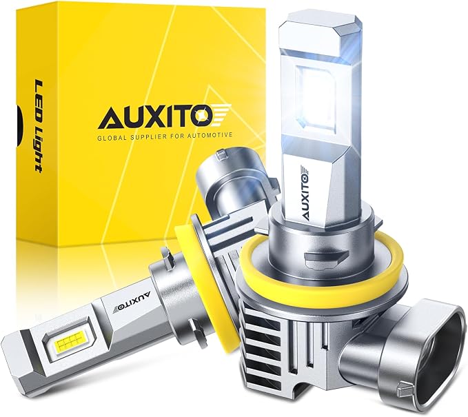 AUXITO H11/H9/H16/H8 LED Fog Light Bulbs, 6500K Cool White, 30000LM Brighter, Plug & Play, True Mini Size, Long Lifespan LED Fog Lights, Pack of 2