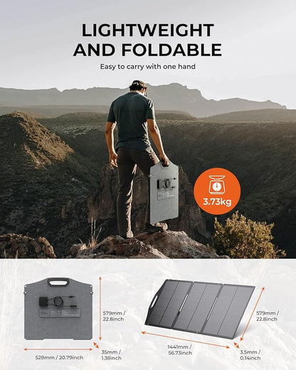 BigBlue SolarPowa 150 Foldable Solar Panel with Kickstands, IP68 Waterproof, 25% High Conversion Efficiency, N-Type Solar Cell, 150W Portable Solar Panel Charger for Camping, RV, Hurricane Blackout