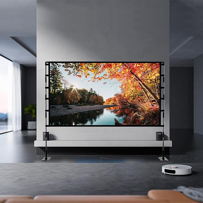 TOWOND Projector Screen and Stand, 120 inch Outdoor Projector Screen Indoor