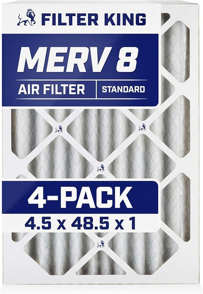 Filter King 4.5x48.5x1 Air Filter | 4-PACK | MERV 8 HVAC Pleated A/C Furnace