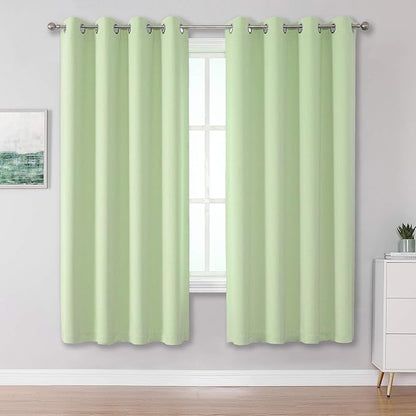 DUALIFE Light Green Blackout Curtain Panels/Drapes