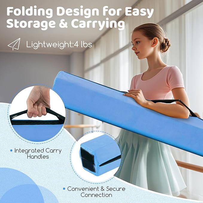 Giantex 7FT/8FT/9FT Balance Beam, Folding Gymnastics Beam w/Carry Handles