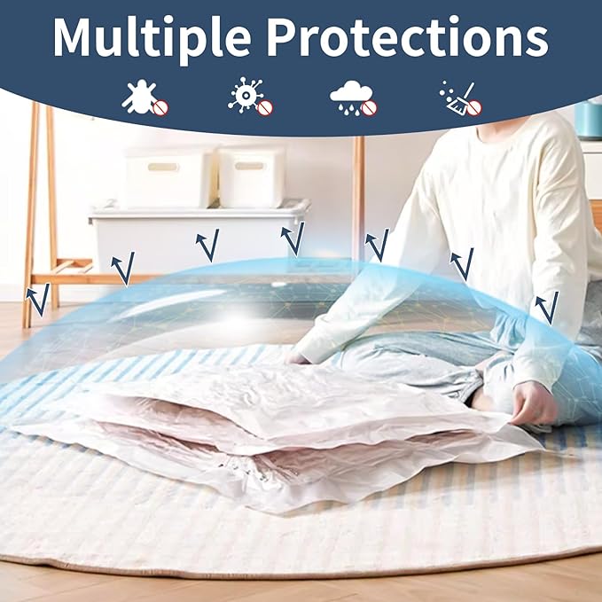 SZO 6 Pack Vacuum Storage Bags With Electric Air Pump,Vacuum Seal Bags For Clothing Travel, Space Saver Bags For Luggage, Blankets,Bedding,Moving bags