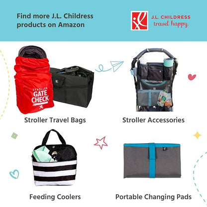 J.L. Childress Go-Go Travel Bag for Kids Backless Booster Seat-Compact Carrier for Airplane & Air Travel,For_Toddler Backless Booster Car Seats,Fits Compact Strollers like GB Pocket-Chevron(Pack of 6)