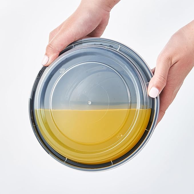 38 oz 50 ct Round Meal Prep Containers with Lids Plastic Food Storage Lunch Plan To Go Box Disposable Take Out Bowls BPA Free Durable Stackable Microwave Freezer Safe (Formerly FULING)