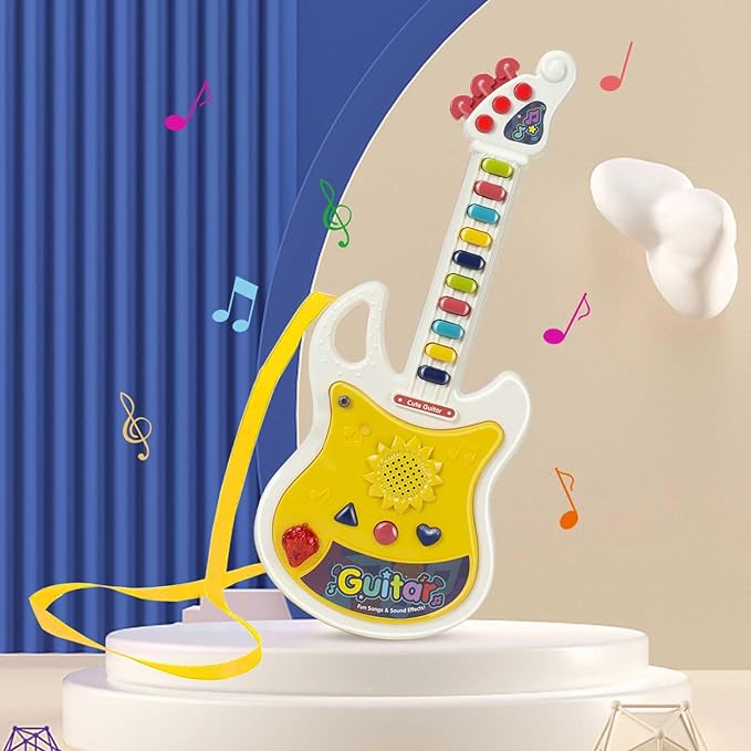 Toddler Guitar, Baby Musical Toys for Toddlers, Montessori Toys for 2 3 4 Year Old Boys Girls Pretend Play Gifts - Kids Guitar with Microphone & Piano Set Present for 1st First Birthday Christmas