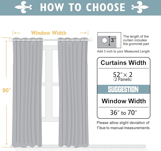 ChrisDowa Blackout Curtains 90 inches Long