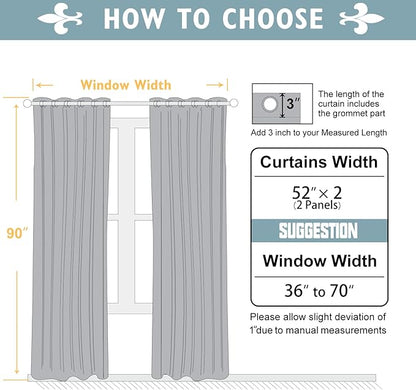 ChrisDowa Blackout Curtains 90 inches Long