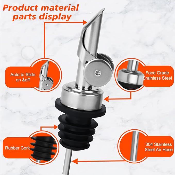 12PCS Weighted Liquor Bottle Pourers, Auto Flip Olive Oil Spout, Stainless