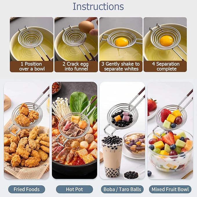 Semi Automatic Whisk & Egg Yolk Separator, Stainless Steel Mini Hand Push Whisk