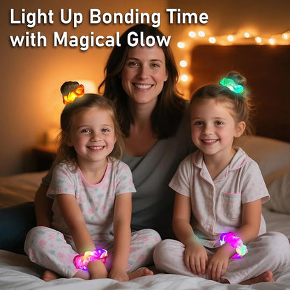 8 PCS Light up Scrunchies for Girls, Glow in the Dark Party Supplies, 3 Glow Mode Satin Scrunchy, LED Hair Accessories for Birthday Party, Rave Party, Festival & Sleepover Party