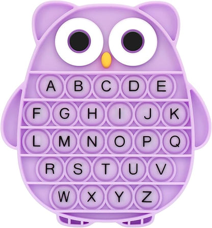 Fidget Toys for Kids, Owl Shaped Silicone Squeeze Sensory Toys, Alphabet Bubble Stress Anxiety Relief Relax Tools for Kids Adults School Classroom Gift Party Favors (Purple)