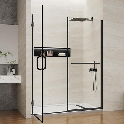 Pivot Swing Shower Door, Adjustable Width 58.9-60" W x 74" H Semi-Frameless
