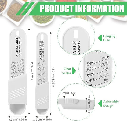 6 Pcs Adjustable Measuring Spoon Plastic Tablespoon and Teaspoon Set Baking