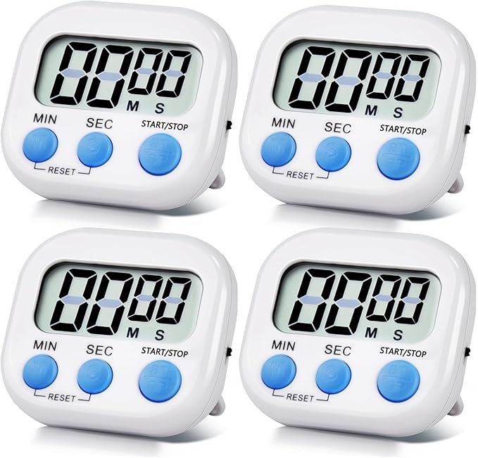 4 Pack White Digital Kitchen Timer Magnetic Digital Timer