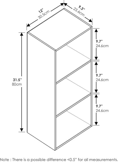 Furinno LUDER Book Shelf, 3-Cube Bookshelf, Bookcase