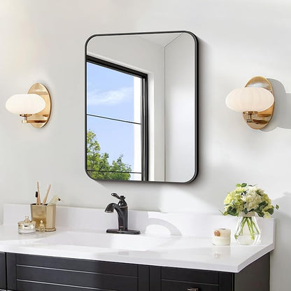 FORBATH Bathroom Mirror for Over Sink 18x24 Inch Black, Rectanglar Wall Mirror