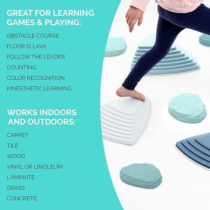JumpOff Jo - Rocksteady - Balance & Coordination Enhancing Blocks and Stepping Foam Stones, Sensory Toys for Kids - Indoor and Outdoor Obstacle Course