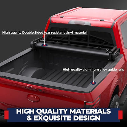 MOSTPLUS 6.5FT Quad 4-Fold Soft Folding Truck Bed Tonneau Cover Compatible for 2015-2025 2026 Ford F150 F-150 Bed Fourth Fold Styleside (78Inch)
