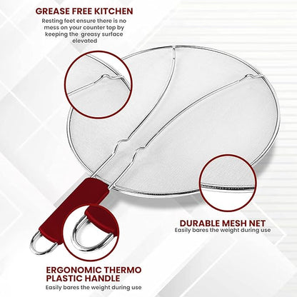 13" Grease Splatter Screen for Cooking | Stainless Steel Oil Splatter Guard and