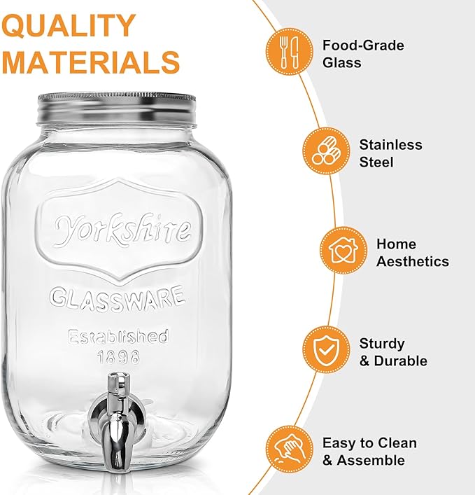 2 Gallon Glass Beverage Dispenser