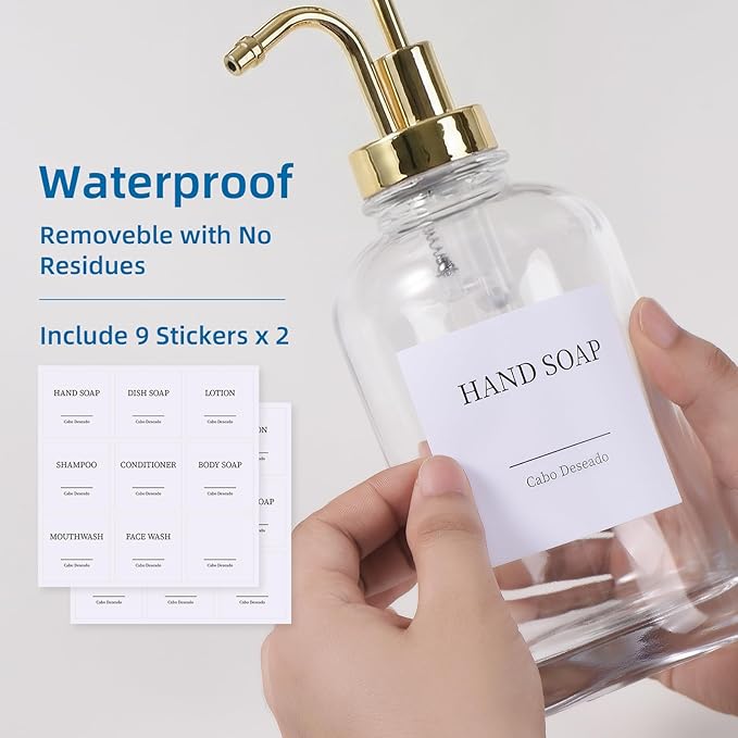 Glass Soap Dispenser with Pump, Dish and Hand Soap Dispenser