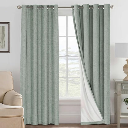 H.VERSAILTEX Linen Blackout Curtains 108 Inches Long 100% Blackout Thermal