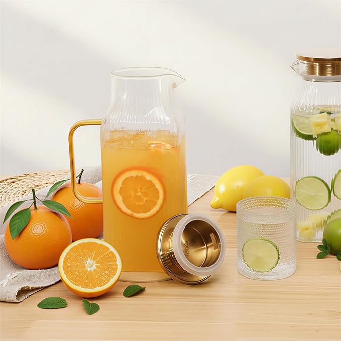 2 Pack 68oz/2 Liter Square Glass Pitcher