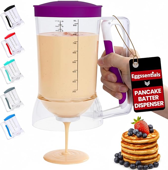 Eggssentials – Batter Dispenser Mess-Free, Squeeze Handle, Waffles & More –