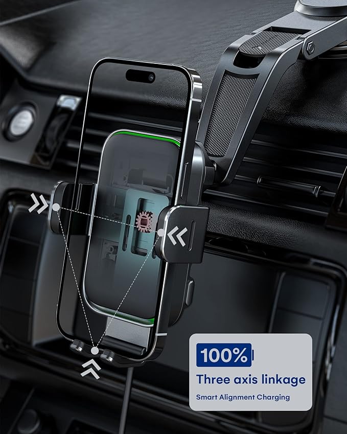 ZEEHOO Wireless Car Charger, DUOXX Dual Coils 15W Fast Charging Auto-Clamping Car Mount, Dashboard, Vent Charging Phone Holder for iPhone 17 16 15 14 13 12, S23 Ultra, Z Flip4 3, etc