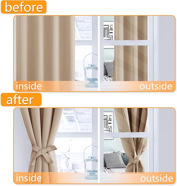 Hiasan Blackout Curtains for Bedroom, 60 x 63 Inches Length