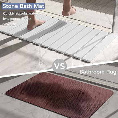 Large Stone Bath Mat 31.5 x 19.7in, Quick Dry Diatomaceous Earth Mats