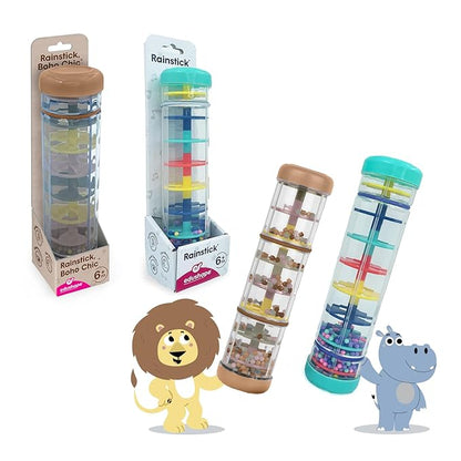 Edushape Rainsticks 8 Inch - Set of 2 Rainmaker Toys for Babies, Sensory Tubes Musical Instrument, Rain Stick Baby Toy for Soothing Rain Sounds, Perfect Tummy Time Toys, Engaging Toddler Sensory Play