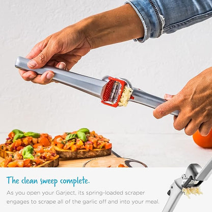 Dreamfarm Garject 2-In-1 Garlic Peeler, Garlic Press & Mincer with Garlic Peel Ejector, Chrome-Plated Zinc - Black