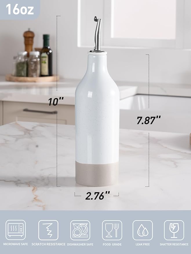 famiware Milkyway 16oz Ceramic Olive Oil Dispenser Bottle, 1 Piece Oil Dispenser
