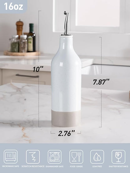 famiware Milkyway 16oz Ceramic Olive Oil Dispenser Bottle, 1 Piece Oil Dispenser