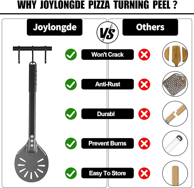 Pizza Turning Peel 6 Inch Round Anodized Aluminum Perforated Pizza Peel Turner With Metal Handle Pizza Paddle Spinner For Outdoor Pizza Oven Accessories